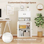 Étagère de 112 cm de hauteur avec portes et étagère réglable – Armoire de rangement blanche