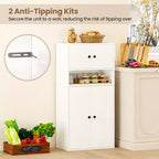 Étagère de 112 cm de hauteur avec portes et étagère réglable – Armoire de rangement blanche