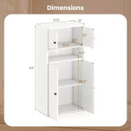 Étagère de 112 cm de hauteur avec portes et étagère réglable – Armoire de rangement blanche