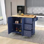 Desserte de cuisine avec plateau en bois et abattant, îlot de cuisine mobile roulant avec rangement et porte-serviettes