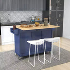 Desserte de cuisine avec plateau en bois et abattant, îlot de cuisine mobile roulant avec rangement et porte-serviettes