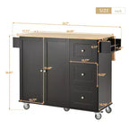 Desserte de cuisine avec plateau en bois et abattant, îlot de cuisine mobile roulant avec rangement et porte-serviettes
