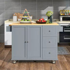 Desserte de cuisine avec plateau en bois et abattant, îlot de cuisine mobile roulant avec rangement et porte-serviettes