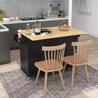 Desserte de cuisine avec plateau en bois et abattant, îlot de cuisine mobile roulant avec rangement et porte-serviettes