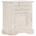Table de chevet vintage en manguier massif avec tiroir et placard – Blanc