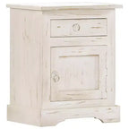 Table de chevet vintage en manguier massif avec tiroir et placard – Blanc
