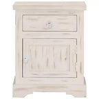 Table de chevet vintage en manguier massif avec tiroir et placard – Blanc