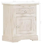Table de chevet vintage en manguier massif avec tiroir et placard – Blanc