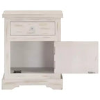 Table de chevet vintage en manguier massif avec tiroir et placard – Blanc