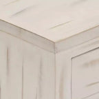 Table de chevet vintage en manguier massif avec tiroir et placard – Blanc
