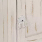 Table de chevet vintage en manguier massif avec tiroir et placard – Blanc