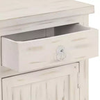 Table de chevet vintage en manguier massif avec tiroir et placard – Blanc