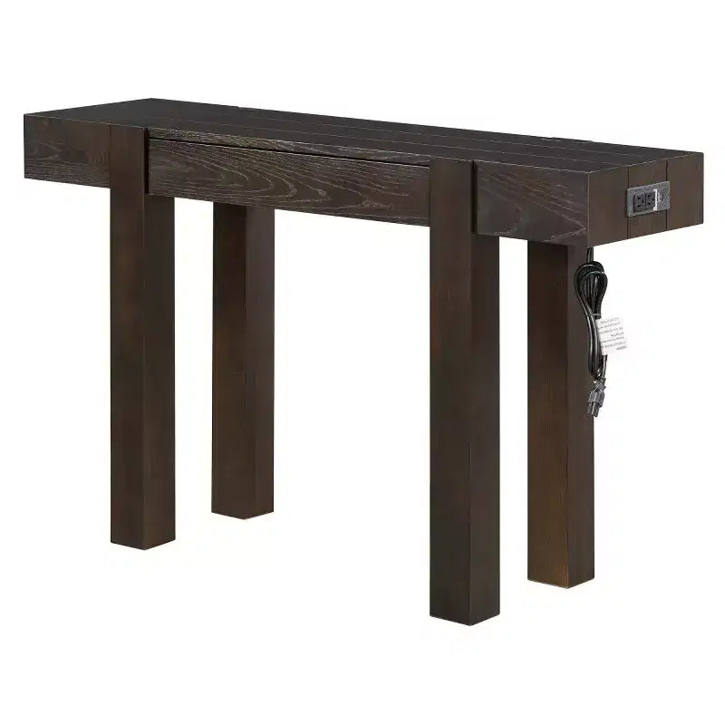 Console de 47 po avec tiroir, placage de frêne et prise de courant intégrée