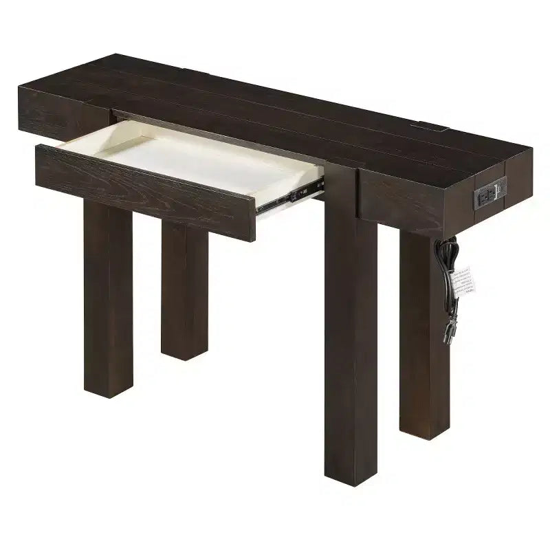 Console de 47 po avec tiroir, placage de frêne et prise de courant intégrée