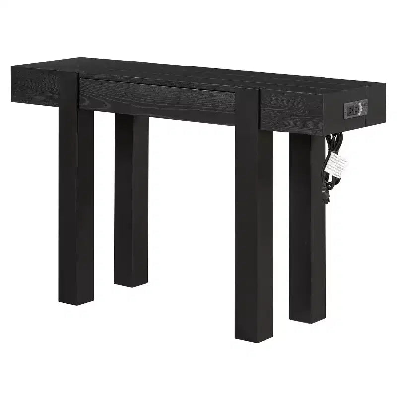 Console de 47 po avec tiroir, placage de frêne et prise de courant intégrée