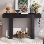 47 Console Table with Storage Drawers, Wood Veneer Behind the Couch Table, Narrow Entryway Table for Living Room or Home Office-Panipeachy