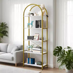 Étagère 5 niveaux, étagère d'exposition arquée, étagère haute pour CD/livres, étagère de rangement moderne, grande bibliothèque en bois pour chambre, salon, bureau à domicile