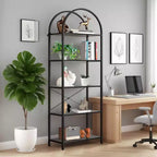 Étagère 5 niveaux, étagère d'exposition arquée, étagère haute pour CD/livres, étagère de rangement moderne, grande bibliothèque en bois pour chambre, salon, bureau à domicile