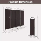 Séparateur de pièce pliant 4 panneaux Paravent en tissu 1,8 m de haut pour l'intimité