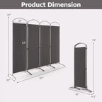 Séparateur de pièce pliant 4 panneaux Paravent en tissu 1,8 m de haut pour l'intimité