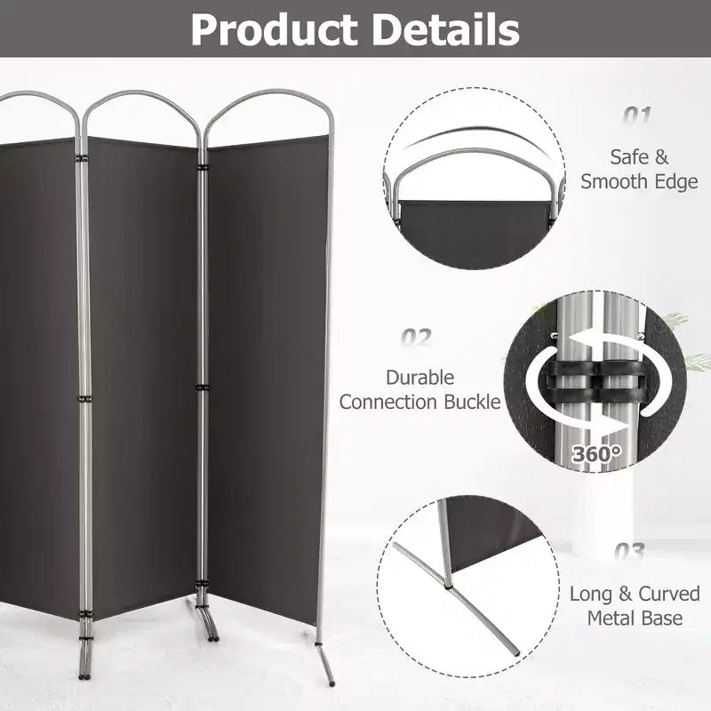 Séparateur de pièce pliant 4 panneaux Paravent en tissu 1,8 m de haut pour l'intimité