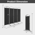 Séparateur de pièce pliant 4 panneaux Paravent en tissu 1,8 m de haut pour l'intimité
