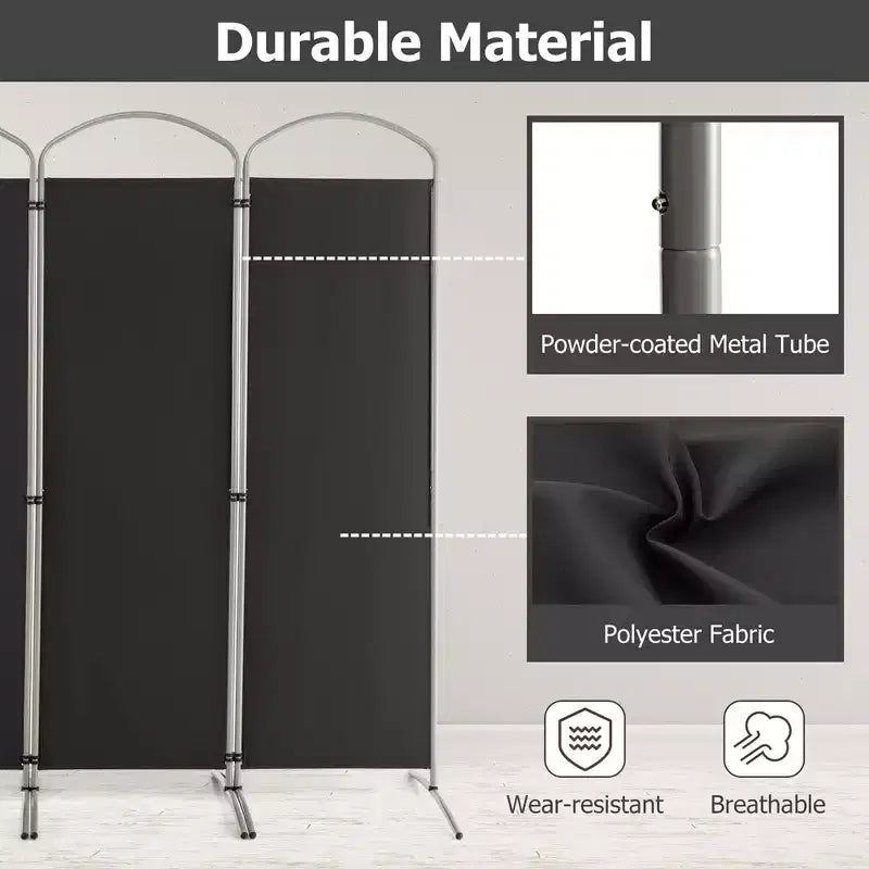 Séparateur de pièce pliant 4 panneaux Paravent en tissu 1,8 m de haut pour l'intimité