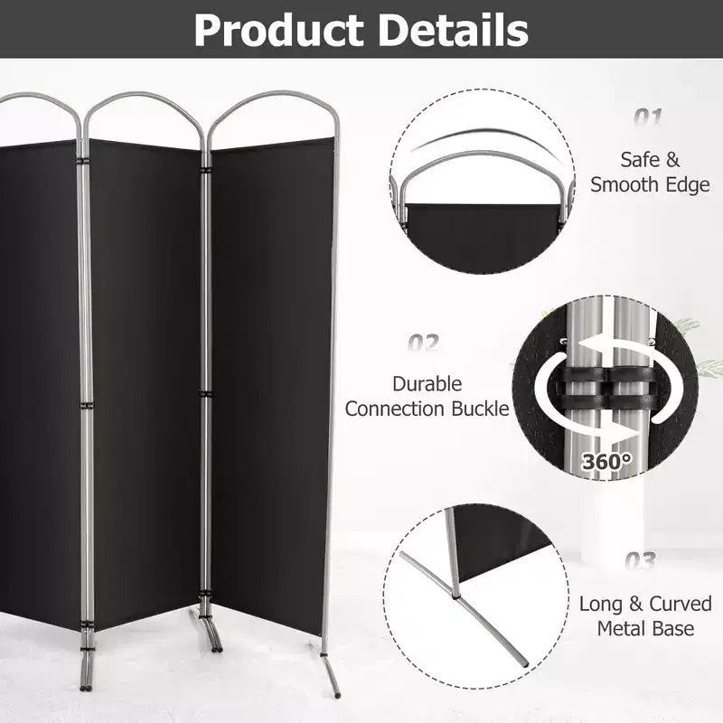 Séparateur de pièce pliant 4 panneaux Paravent en tissu 1,8 m de haut pour l'intimité