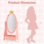 Miroir sur pied pleine longueur pour enfants avec rangement – Princesse Rose