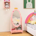 Miroir sur pied pleine longueur pour enfants avec rangement – Princesse Rose
