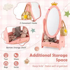 Miroir sur pied pleine longueur pour enfants avec rangement – Princesse Rose