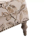 Fauteuil floral rembourré de style transitionnel avec dossier chameau et pieds en bois