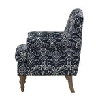 Fauteuil floral rembourré de style transitionnel avec dossier chameau et pieds en bois
