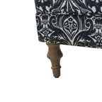 Fauteuil floral rembourré de style transitionnel avec dossier chameau et pieds en bois